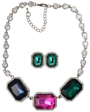 Купить Комплект украшений Fashion House, цвет: зеленый, синий, розовый, серебряный. FH32225