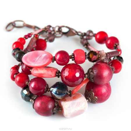 Купить Браслет женский Selena Роман с камнем Фламенко, цвет: бордовый, красный, розовый. 40058580