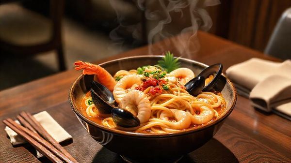 Удон с морепродуктами: сытная лапша, которая делает заказ полным